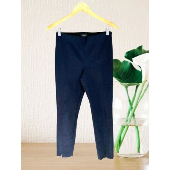 Theory Womens Blue Slim Ankle Pants Size 6 Side Zip Stretch Office Casual - Picture 1 of 8